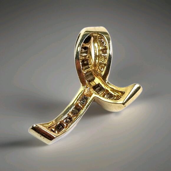 14k Solid Yellow Gold, 34 Natural Diamonds, Ribbon Pendant 11.5g, 2-3 ctw - Picture 5 of 9